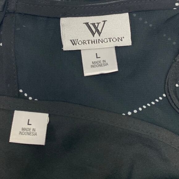 Worthington Womens Large 2-Piece Sheer Ruffled Cami w Overlay Blouse Top - Picture 5 of 5